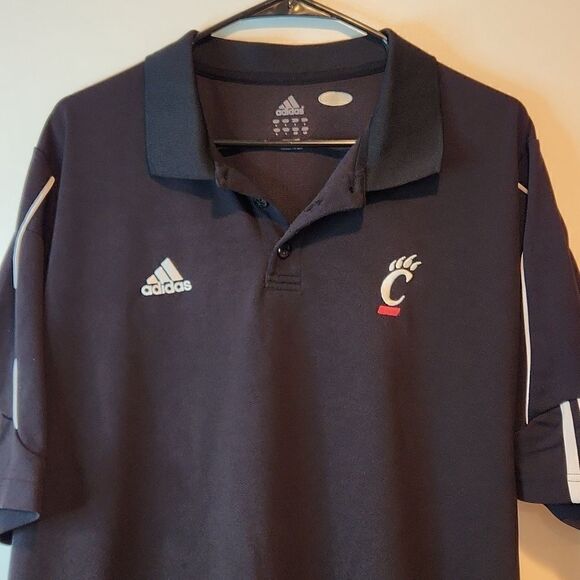 Adidas Climacool NCAA Cincinnati Bearcats Polo Shirt Men's Size Large Black EUC - Picture 4 of 10